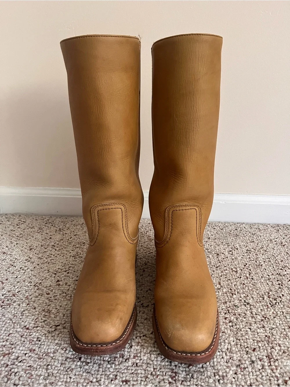 Frye Tan Leather Mid-Calf Boots - Picture 2 of 13